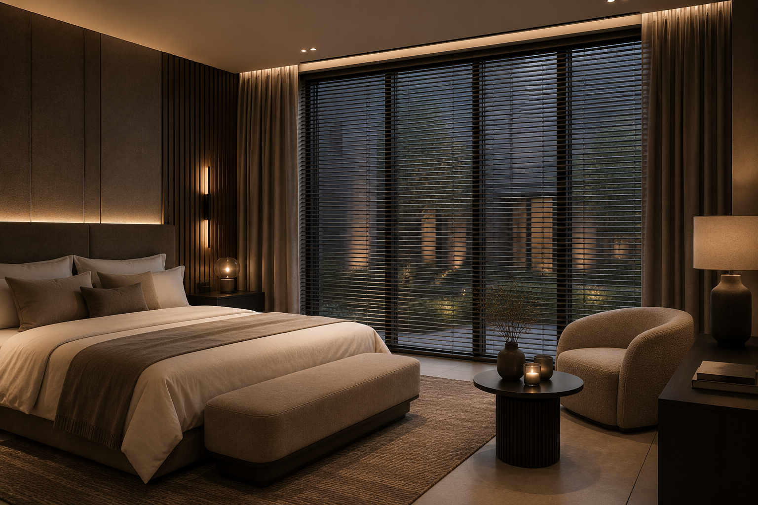 Hotel chique interieur met raamdecoratie